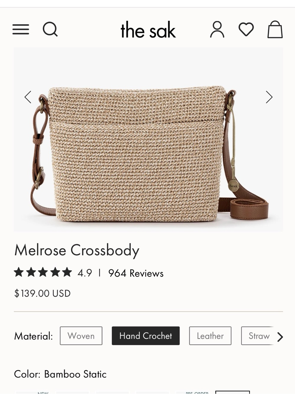 The Sak Gold Crochet Shoulder Bag w/BONUS Crocheted Cherries 🍒 Bag Charm/Keyring - Picture 8 of 9